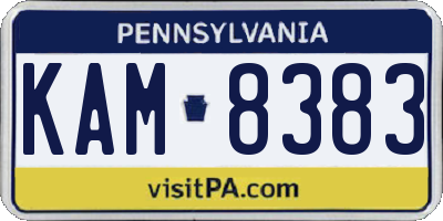 PA license plate KAM8383