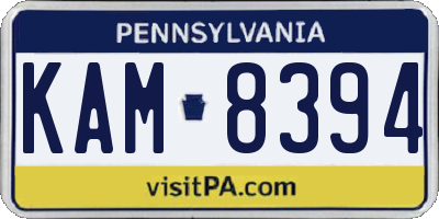 PA license plate KAM8394