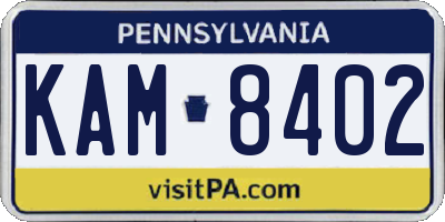 PA license plate KAM8402