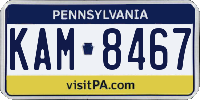 PA license plate KAM8467