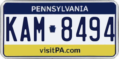PA license plate KAM8494