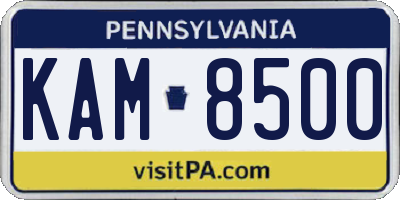 PA license plate KAM8500