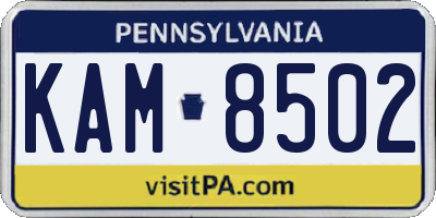 PA license plate KAM8502