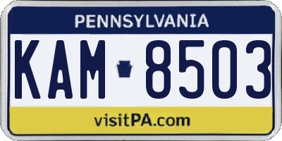 PA license plate KAM8503