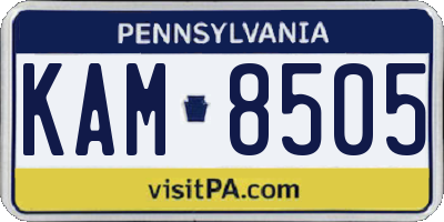 PA license plate KAM8505