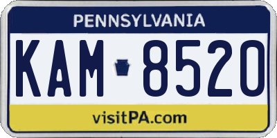 PA license plate KAM8520