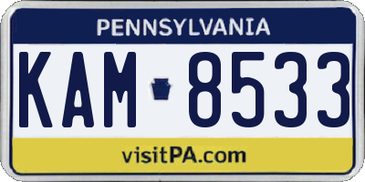 PA license plate KAM8533