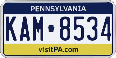 PA license plate KAM8534