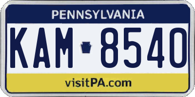 PA license plate KAM8540