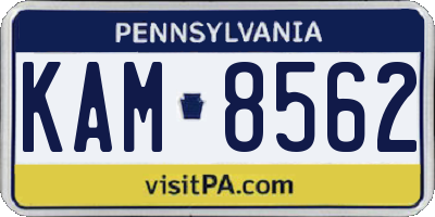 PA license plate KAM8562