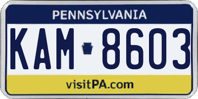 PA license plate KAM8603