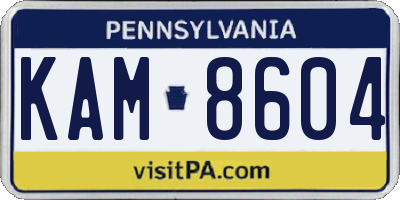 PA license plate KAM8604
