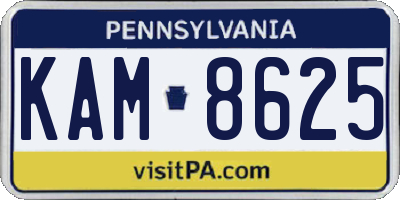 PA license plate KAM8625