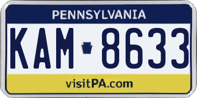 PA license plate KAM8633