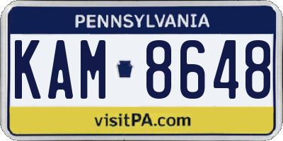PA license plate KAM8648