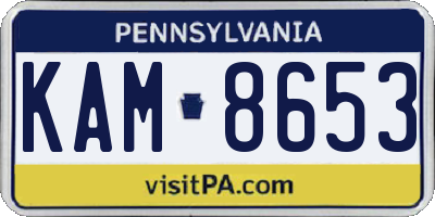 PA license plate KAM8653