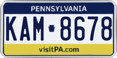 PA license plate KAM8678