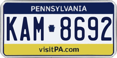 PA license plate KAM8692
