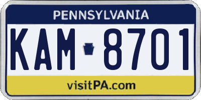 PA license plate KAM8701