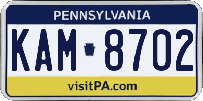 PA license plate KAM8702