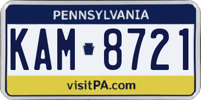 PA license plate KAM8721