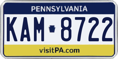 PA license plate KAM8722