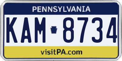 PA license plate KAM8734