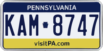 PA license plate KAM8747