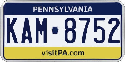 PA license plate KAM8752