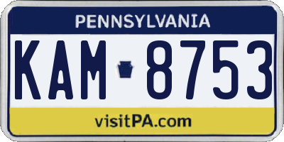 PA license plate KAM8753