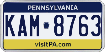 PA license plate KAM8763