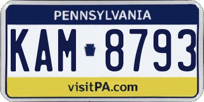 PA license plate KAM8793