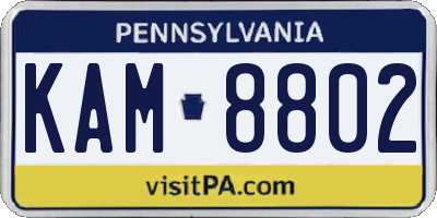 PA license plate KAM8802