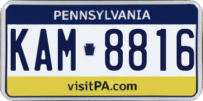 PA license plate KAM8816
