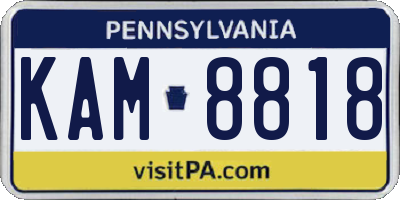 PA license plate KAM8818