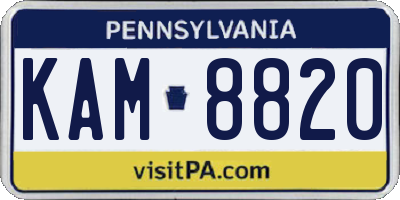 PA license plate KAM8820