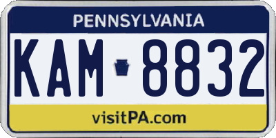 PA license plate KAM8832