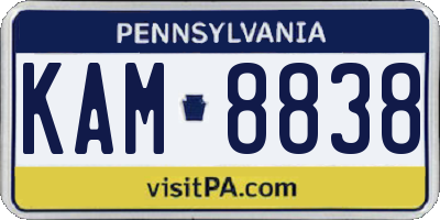 PA license plate KAM8838