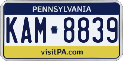 PA license plate KAM8839