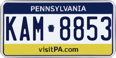 PA license plate KAM8853