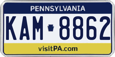PA license plate KAM8862