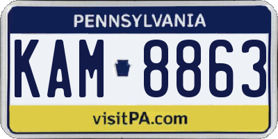 PA license plate KAM8863