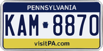 PA license plate KAM8870