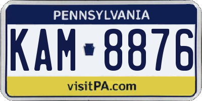 PA license plate KAM8876