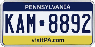 PA license plate KAM8892