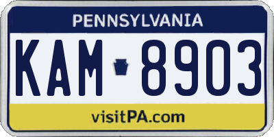 PA license plate KAM8903