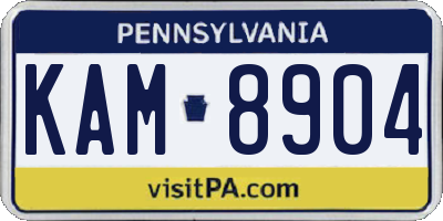 PA license plate KAM8904