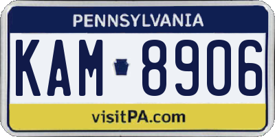 PA license plate KAM8906