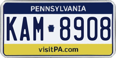 PA license plate KAM8908