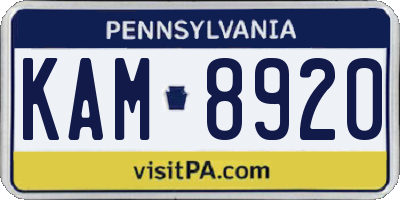 PA license plate KAM8920